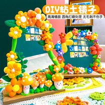 Ultra-light clay mirror diy handmade material package color transformation creative ins style clay makeup mirror non-toxic and odorless