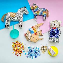 Children's handmade DIY wooden base mosaic material mold painted white embryo three-dimensional pony, duck and small animals