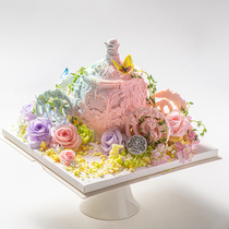 (Fairy Tale Journey Wafer Paper Flower Art Edition) Creative Cream Cheese Birthday Cake Beijing Citywide Delivery