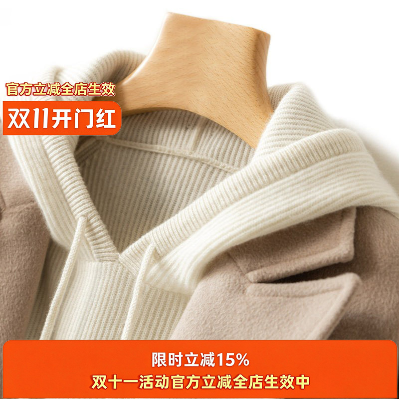 Clearance Autumn and Winter Hooded Cashmere Sweater for Women, Pullover Loose Short Hooded Wool Sweatshirt, Casual Knit Base Hoodie Clearance Autumn and Winter Hooded Cashmere Sweater for Women, Pullover Loose Short Hooded Wool Sweatshirt, Casual Knit Base Hoodie