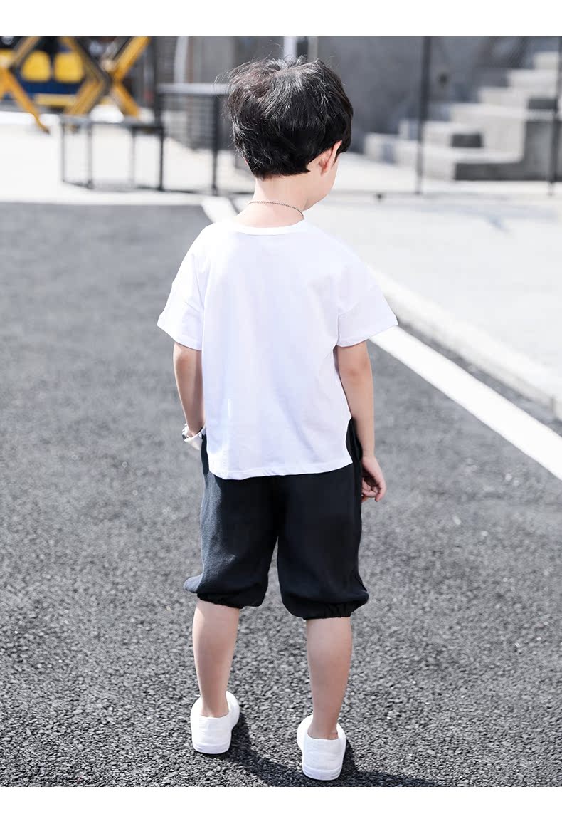 Quần áo bé trai mùa hè 2019 mới ngoại ngoại phù hợp với mùa hè trẻ em đẹp trai hai mảnh phiên bản Hàn Quốc của quần áo thủy triều - Phù hợp với trẻ em thời trang bé gái