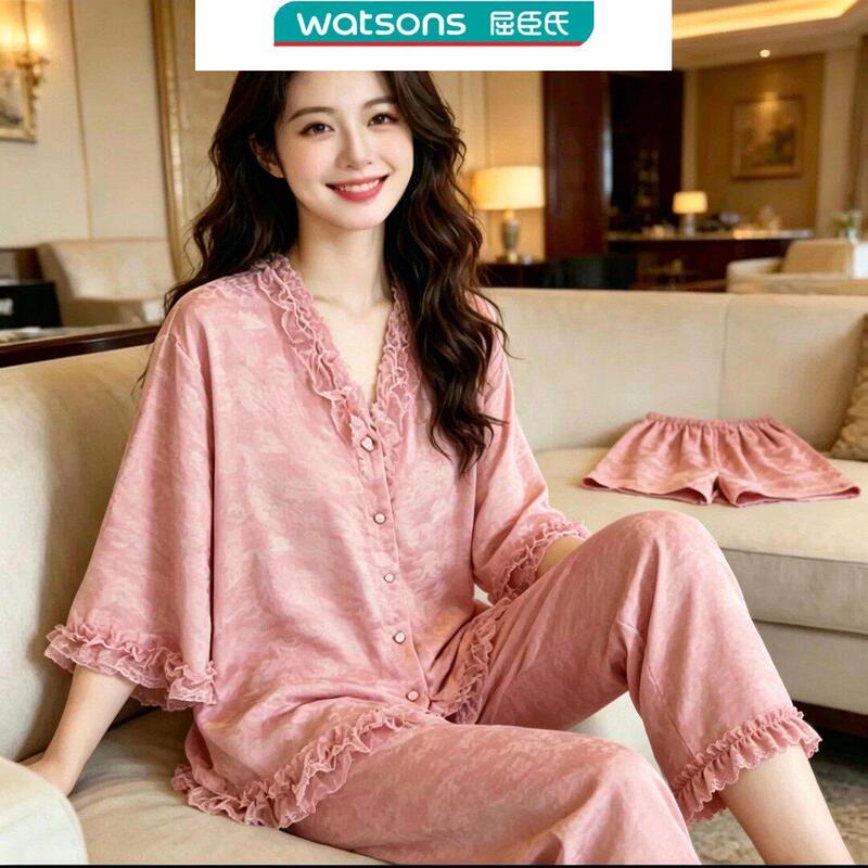 【Palace Three-Piece Set】2026 New Spring/Summer Women's Lace Short-Sleeve Loose Outfit, Suitable for Outerwear and Homewear 【Palace Three-Piece Set】2026 New Spring/Summer Women's Lace Short-Sleeve Loose Outfit, Suitable for Outerwear and Homewear