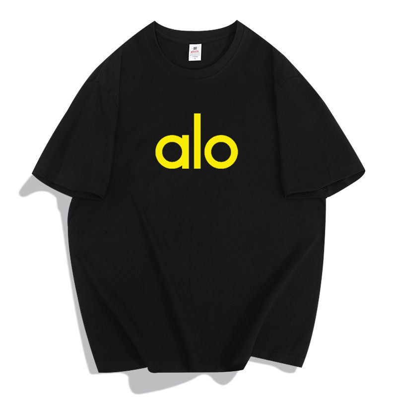 Cross-Border Cotton Short-Sleeve Women's In-Stock Alo High-Quality Short-Sleeve Mid-Length T-Shirt Unisex Couple Loose Casual Sexy