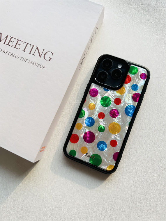 Ssself Polkadots Pearl Painted Art Illustration For Girls 15, 14, 13, 12 iPhone Case