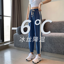 2021 New Ice Silk Sports Pants Womens Wear Pants Loose Toe Grey Thin Casual Pants Summer Pants of Pants
