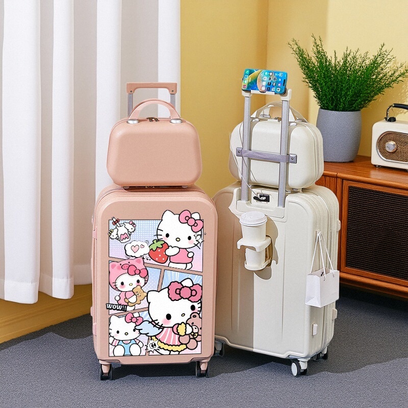 Cartoon Cute Suitcase for Women 20inch Small Carry-On Suitcase for Male Students 24inch Fashionable Rechargeable Trolley Suitcase