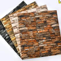 Imitation brick wallpaper self-adhesive 3D textured adhesive waterproof retro brick hotel restaurant surrounding background wall wallpaper moisture-proof barber shop