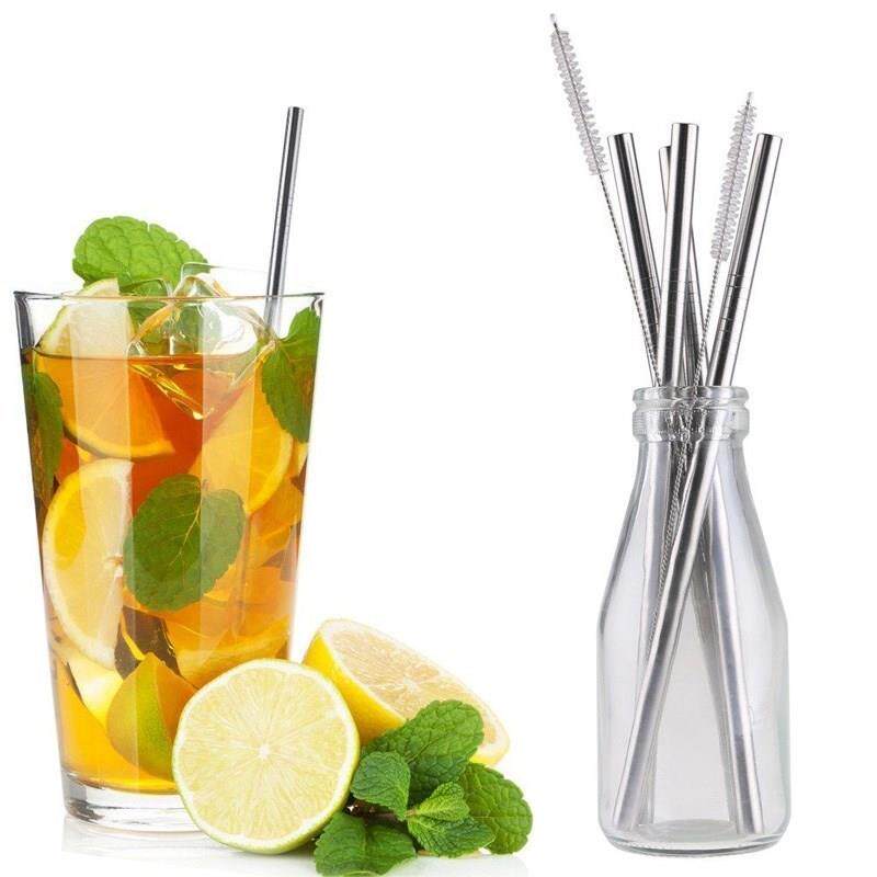 High Quality 4 x Metal Drinking Stainless Steel Straw Straig