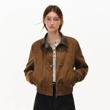 [Тот же стиль, что и у Ван Ибо] PCLP «Wild Luxury Order» мягкая замшевая куртка с воротником из мягкой туманной кожи, куртка с пуговицами в виде самолета