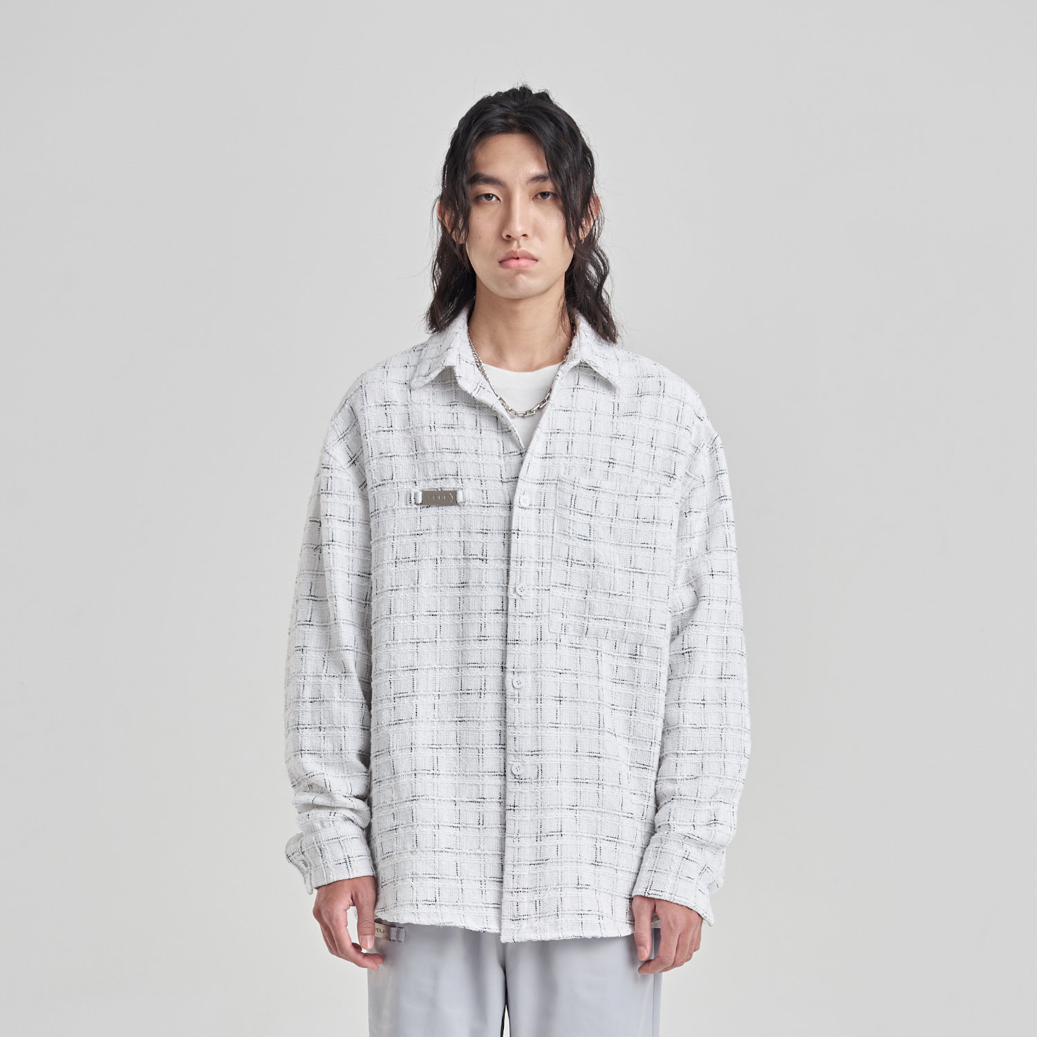 PCLP gge long sleeve shirt country tide card spring autumn leisure plaid loose shirt jacket man