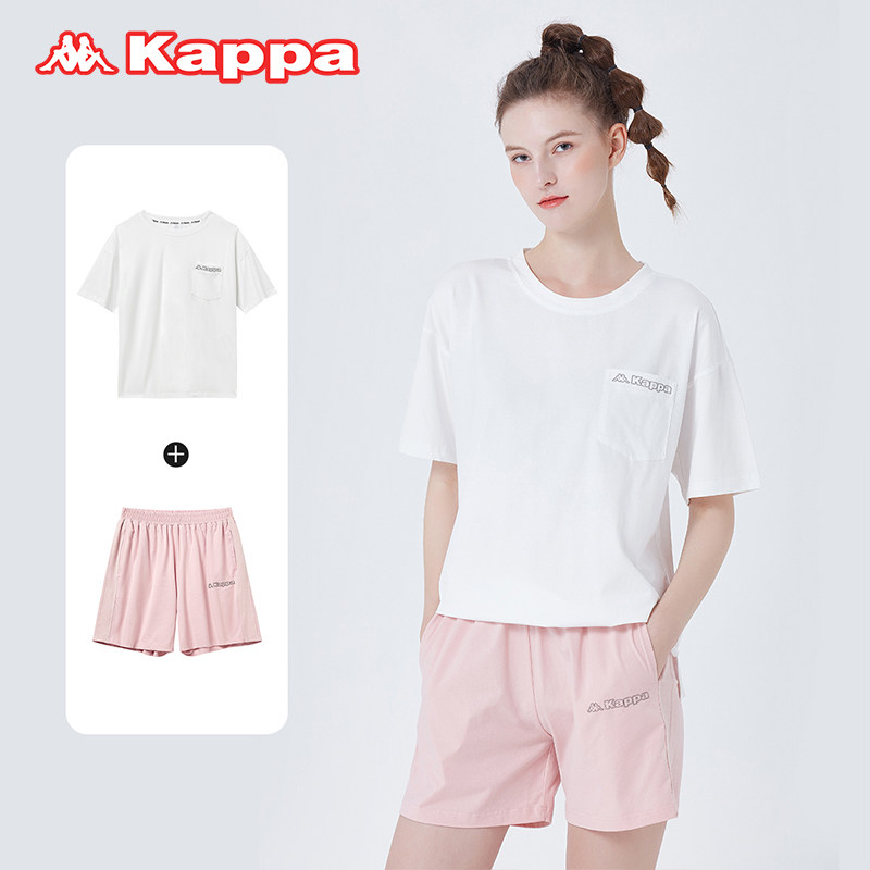 Kappa 卡帕 2022年夏季新款 情侣款冰瓷棉短袖家居服 KP2H04 双重优惠折后¥99包邮 2色可选