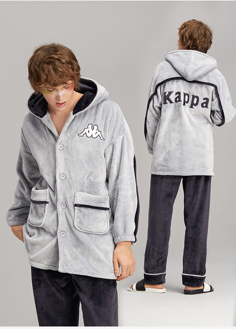 kappa 男女款 双面法兰绒 保暖家居服套 图15