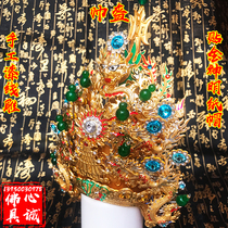 Handsome Hat Hat Helmet Pure hand paint wire stick gold hat high - end god hat statue hat handmade hat