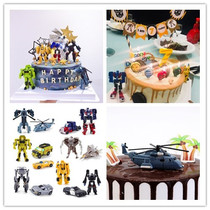 Birthday party ornaments Transformers robot Optimus Prime Bumblebee Baking cake decoration Childrens toys