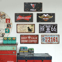 Retro nostalgic creative license plate tin painting industrial style creative wall decoration Bar shop wall personality decoration wall decoration