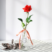 Nordic flower single flower transparent glass vase simulation flower rose silk flower flower flower flower arrangement