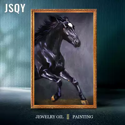 American hand painting oil painting horse aisle entrance decoration painting vertical hand custom light luxury painting living room murals