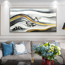 Pure hand-painted oil painting new Chinese light luxury porch living room decoration painting modern simple landscape abstract hanging painting handmade painting