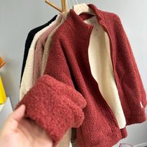 (700g Extra Thick Jacket) Womens New Winter Thickened Sheep Velvet Stand Collar Double-sided Velvet Short Polar Fleece Jacket