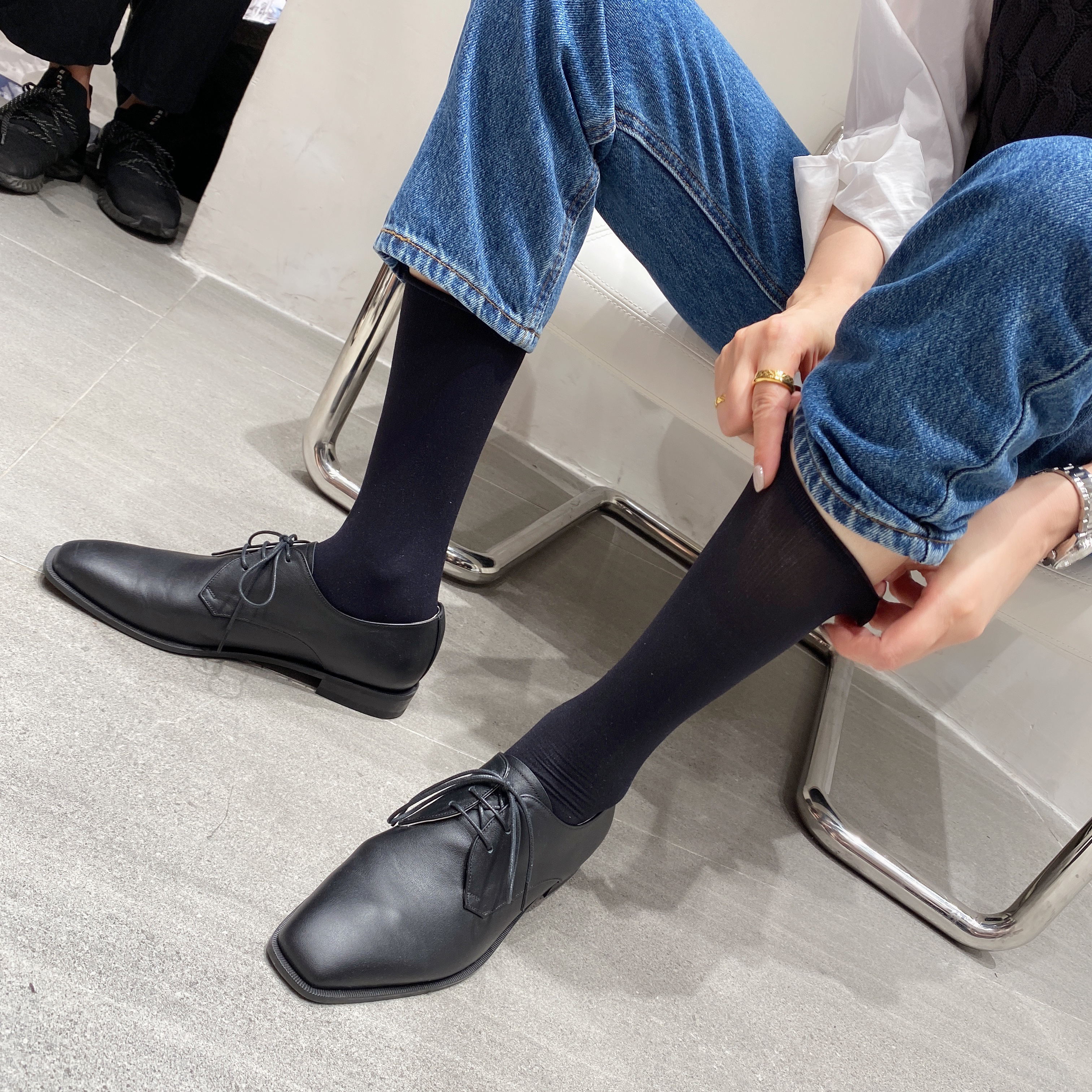 Korean version of the spring and summer thin section in the long tube ins tide stovepipe half stockings female net red with the same velvet calf socks