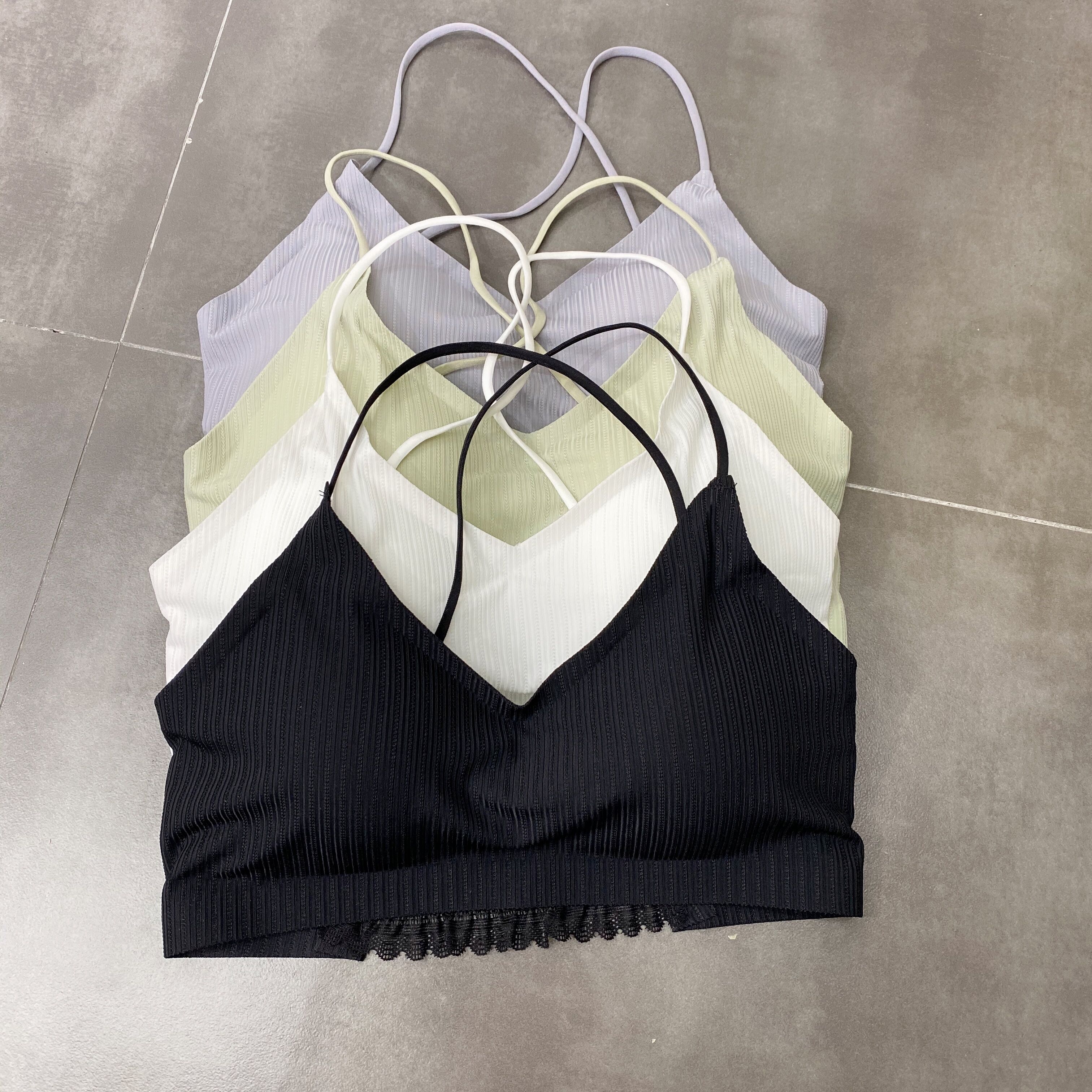 widelia summer underwear girl without steel ring thin section gathered cross strapless back net red same style beautiful back 641