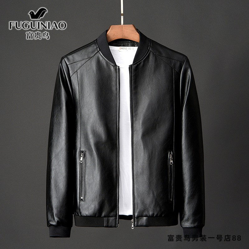 Rich and expensive bird fur coat men's spring autumn season 2021 new Korean version Body Trend Handsome Men's Locomotive Leather Jacket Jacket