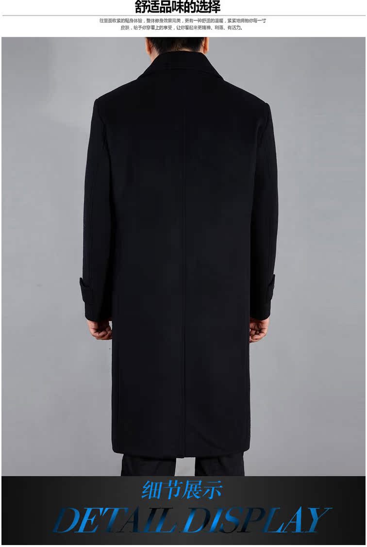 Áo khoác lông cho nam trung niên trên đầu gối dài bằng len cashmere áo khoác dày áo gió mùa đông áo khoác nam cao cấp nhập khẩu