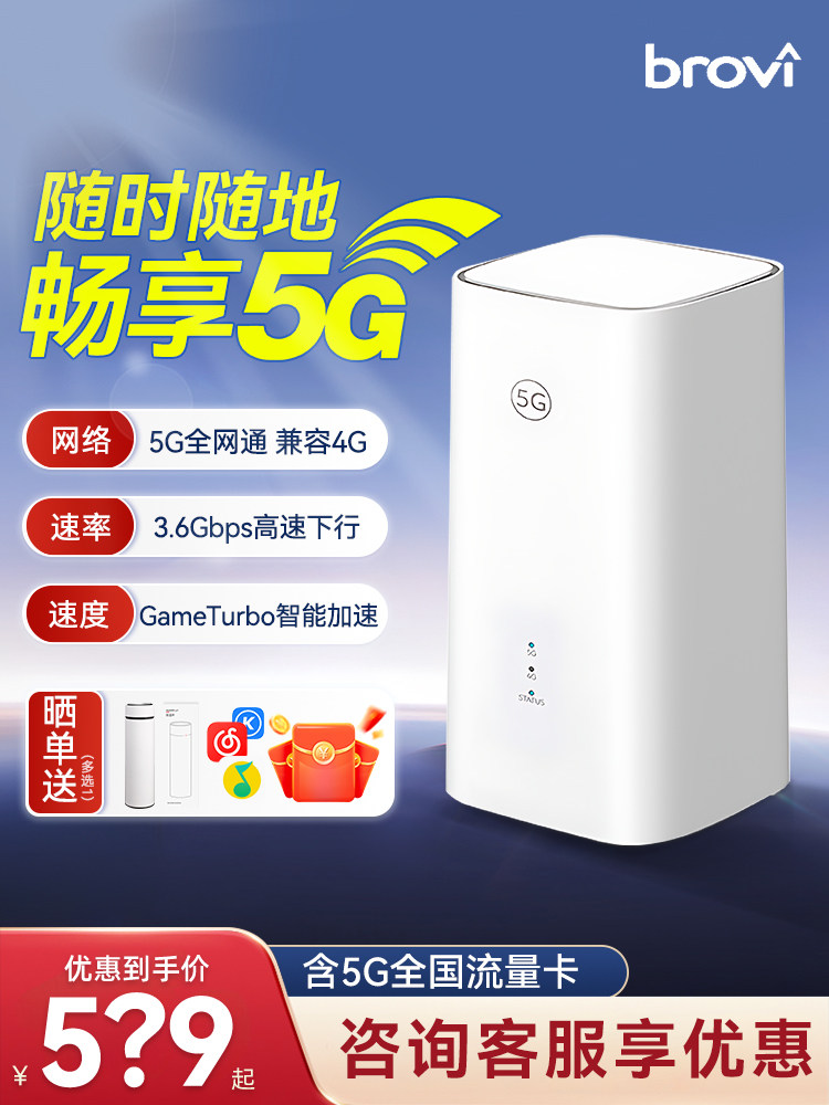 [Sf Express] Hongmeng Smart Selection 5g Cpe Portable Wifi Wireless Network Mobile Router Wifi6+3000M Unlimited Speed Full Network Access Data for Home, Outdoor Travel, Portable Hotspot