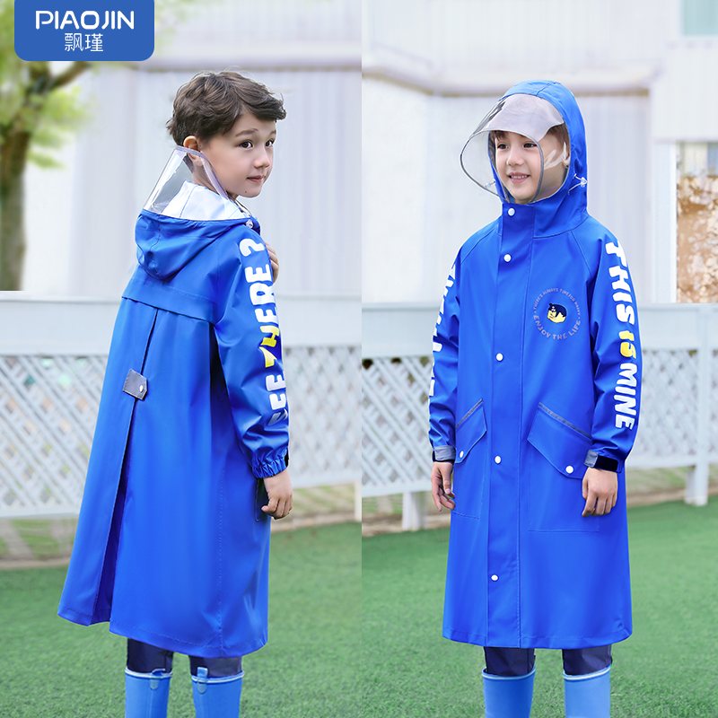 Children's raincoat primary school students go to school with school bags for boys whole body waterproof suit middle and big children thickened children's poncho