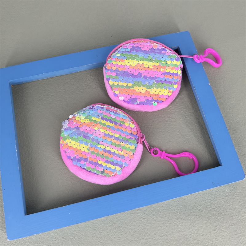 Sparkling Sequin Coin Purse Portable Coin Wallet Earphone Storage Pouch Sequin Reversible Wallet