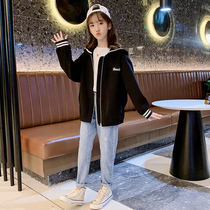 Girl Jacket Autumn Dress 2021 New Korean Version Children Fall Navy Collar Clothes Big Boy College Wind Net Red Blouse