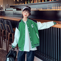 Female Great Boy Baseball Suit Jacket 2022 Spring New Children Foreign Air Trendy Fried Street Dance Blouse Damp Net Red Jacket