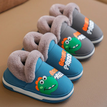 Next sara children's cotton slippers new autumn and winter cute cartoon dinosaur waterproof small medium and large children's bag with cotton shoes