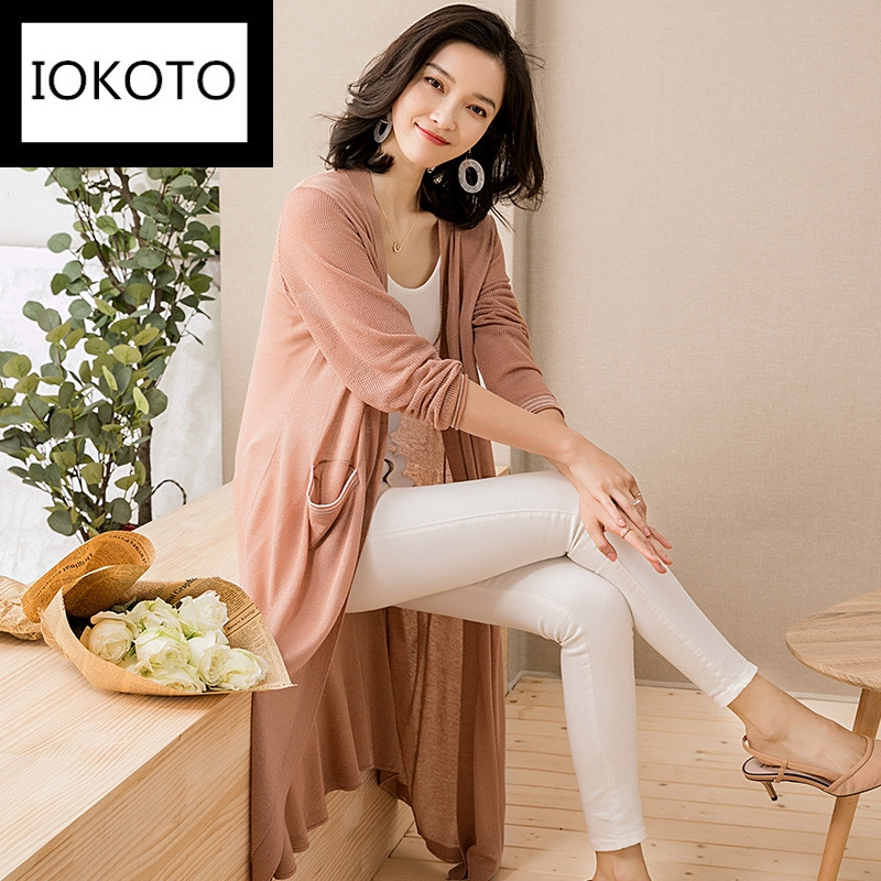 giữa chiều dài mùa hè băng mỏng phụ nữ kem chống nắng của Cardigan mất Hàn Quốc dệt kim bên ngoài mặc khăn choàng với áo khoác váy