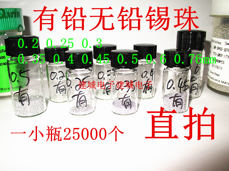 0 25 2 25 3 0 0 35 4 0 0 45 5 0 0 0 45 6 0 76mm Unleaded with lead tin ball tin bead