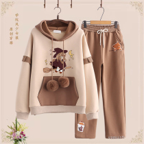 Sweatshirt suit Japanese girls junior high school student fashion spring and autumn new 2022 small student casual two-piece set