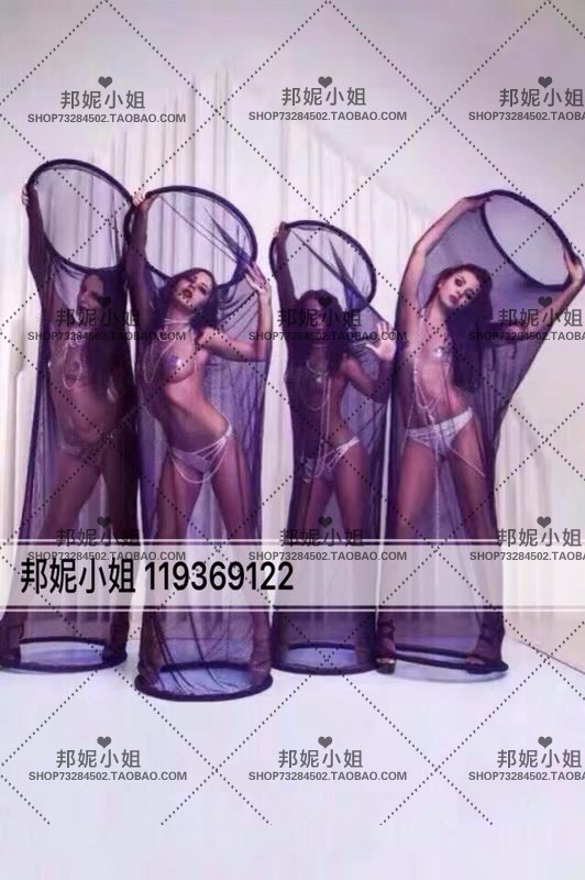 Y Bonnie's new black net led real shot sexy fluorescent black gauze perspective party series costumes props