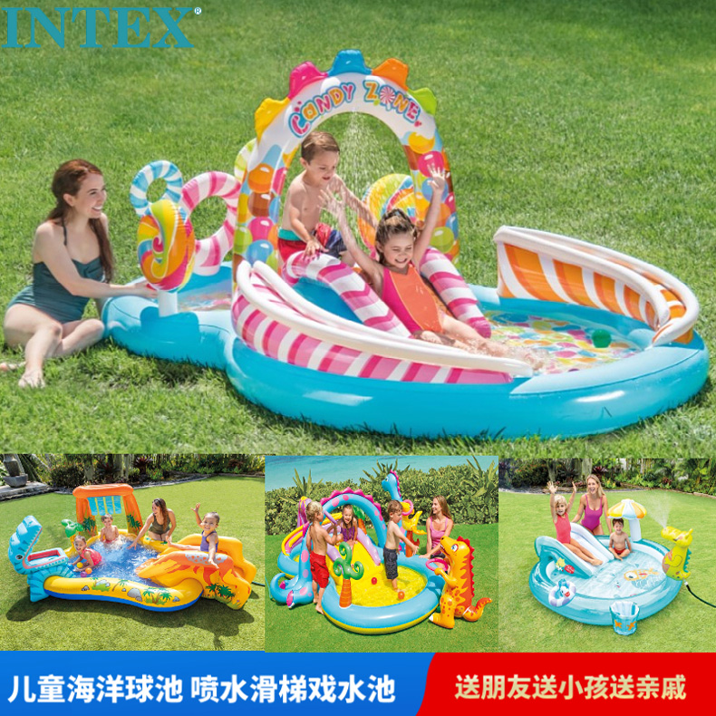 intex Inflatable baby boy ocean ball pool fence family indoor and outdoor with slide water spray paddling pool wave ball
