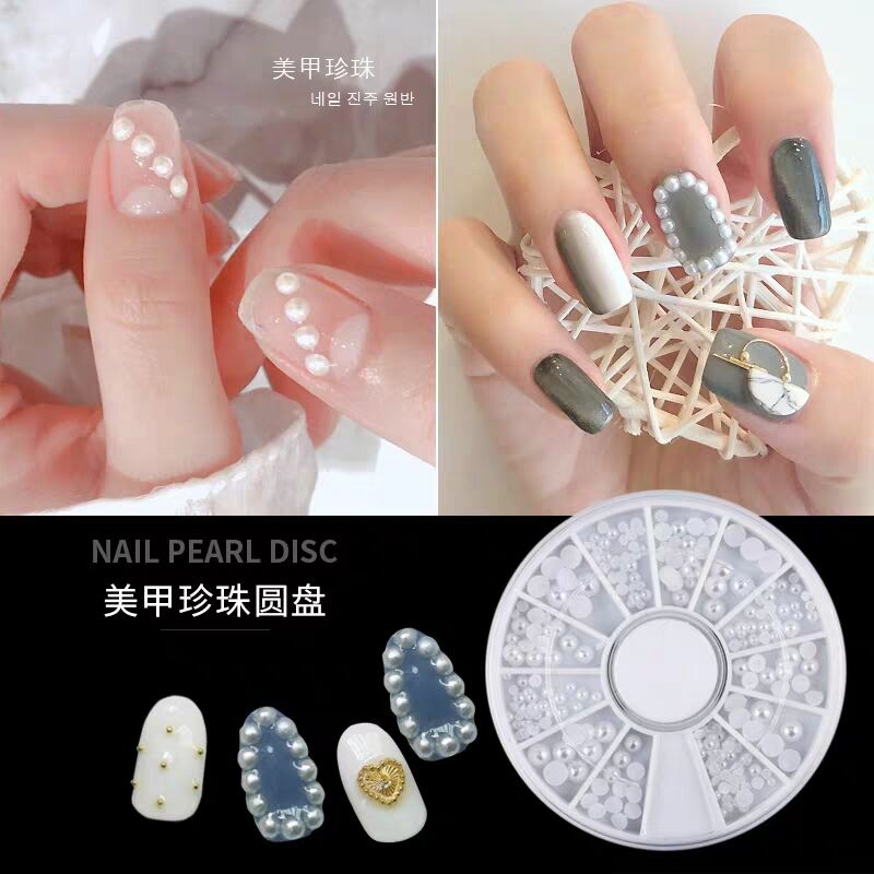 Nail Pearl Accessories Flat Substrate Semi Semi-circular Mixed Disk Box Packaging Nail Diamond Full Water Diamond