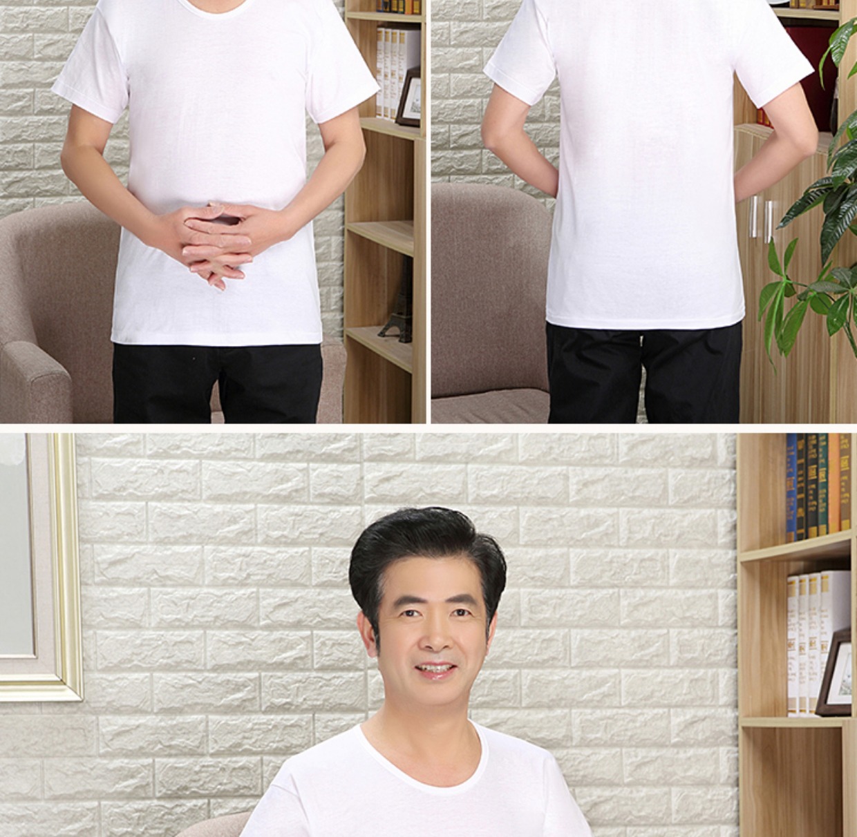 Áo thun cotton nam trung niên áo thun rộng ra mồ hôi cotton mùa hè size lớn tay áo thun ngắn tay bố áo lót 3 lỗ nam