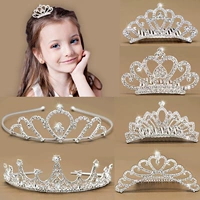 Vương miện tiara trẻ em phụ kiện tóc công chúa headband cô gái kẹp tóc cô gái khoan nước hoop chải tóc vương miện hiệu suất sinh nhật băng đô rửa mặt