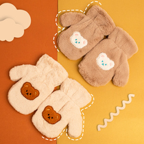 Children's neck gloves plush autumn and winter all refer to cute little girl finger covers boys and girls warm and cold cartoon