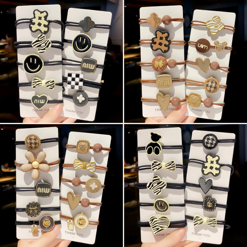 Children's hair accessories leather female hair ring high elasticity simple temperament small rubber band head high color value headdress hair ring Korea