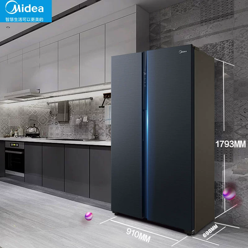 Tủ lạnh đôi Midea tủ lạnh cửa đôi gia dụng dung tích lớn thông minh không đóng băng hiệu suất năng lượng cấp đầu tiên chuyển đổi tần số siêu mỏng 601L - Tủ lạnh