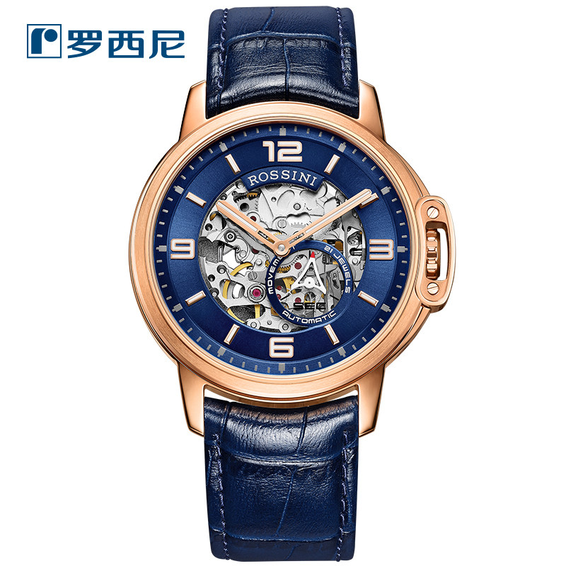 New Rossini watch men's hollow belt automatic mechanical men's watch trend fashion watch 517793