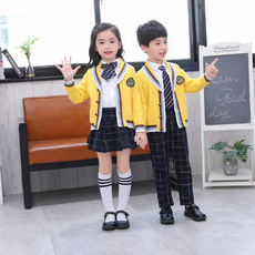 детская форма 幼儿园园服春秋装英伦风校服套装小学生班服秋冬款毛衣开衫三件套