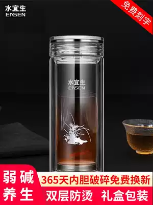 Shuiyisheng Bluegrass glass double-layer teacup men's high-end thickened insulation function cup transparent tea cup