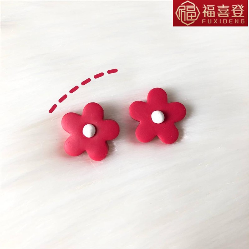 Xuan Fu xi 's elegant ins spring wind flower ear clip earrings with retro clay colorful flowers earring