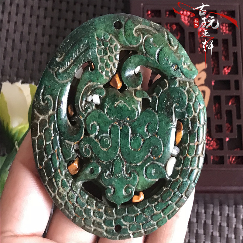 Ming và Qing triều đại chiến tranh treo cổ cao ngọc bích miếng cũ 岫 ngọc khô xanh ngọc bích cổ ngọc bích ngọc bích mặt dây chuyền cổ Ruiyu đá ngọc bích
