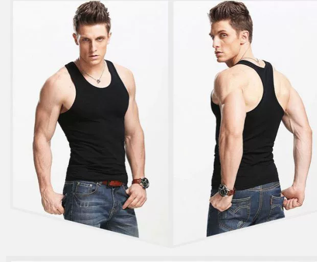 Áo thun cotton thể thao nam mùa hè thoáng khí co giãn đáy quần thể hình thủy triều Slim vest áo sơ mi cỡ lớn áo khoác giả vest nam hàn quốc
